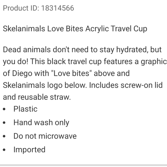 🖤 Skelanimals Tumbler - Picture 3 of 3